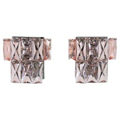 Pair of Pink Crystal Wall Sconces, Baccarat Style