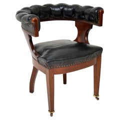Antique Victorian Arts & Crafts Leather Desk Chair