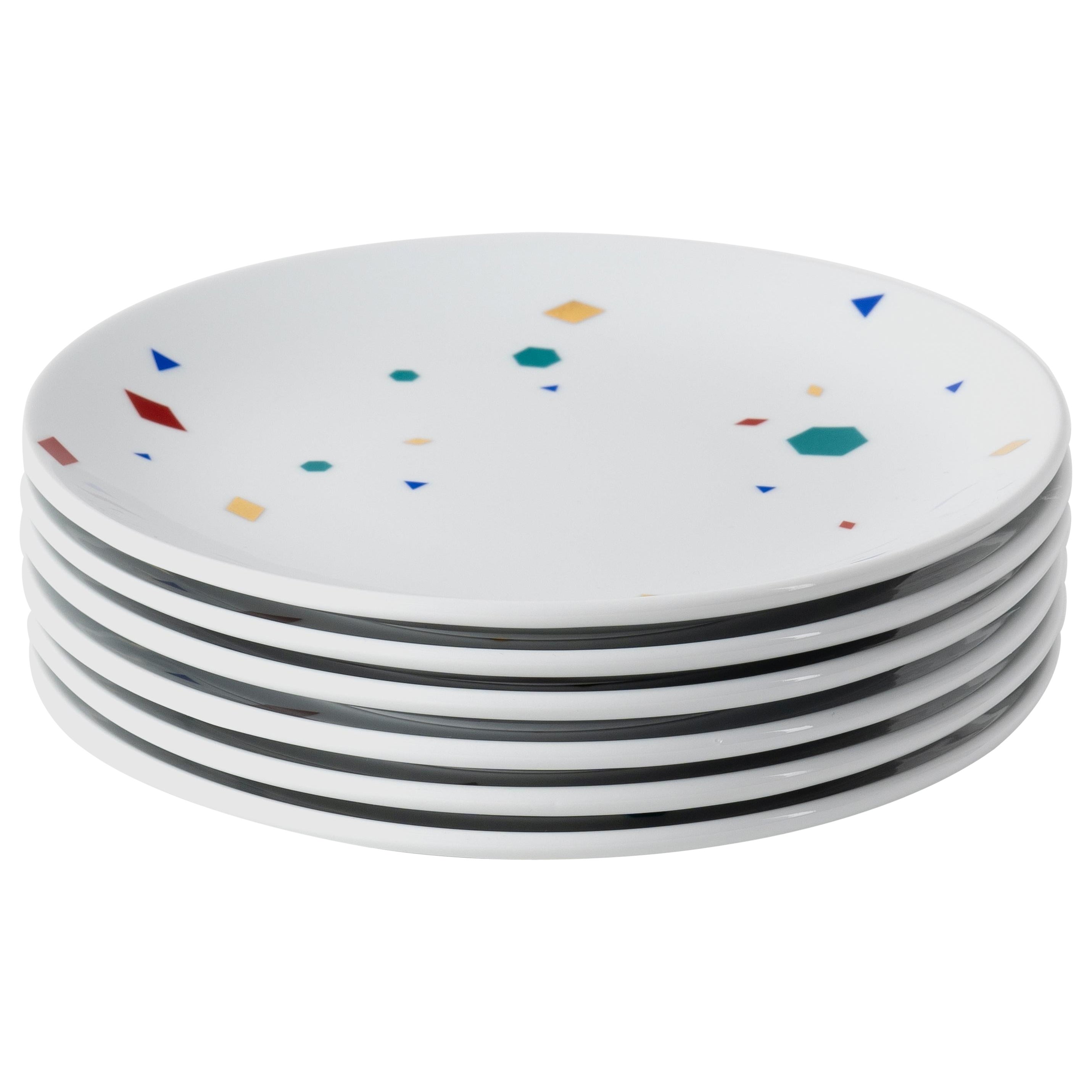 Contemporary Modern, Çini Porcelain Dinner Plate, Decorated Both Sides, Set of 6 For Sale