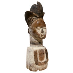 Ethnic 1990s African Hand Carved Wooden Ceremonial Tribal Sculpture