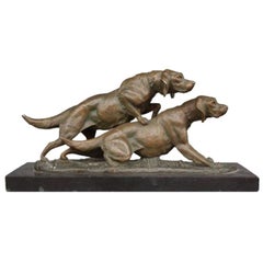 Bronze 1930 by Irénée Rochard with Hunting Dogs