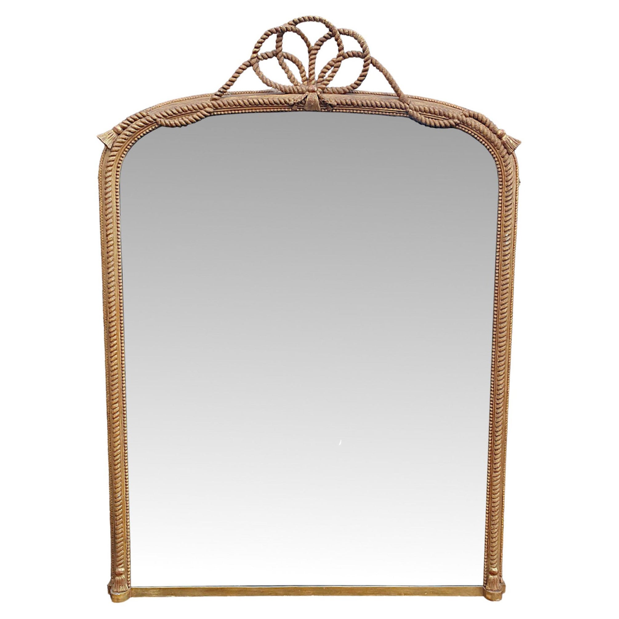 Exceptional 19th Century Giltwood Arch Top Overmantle Mirror For Sale