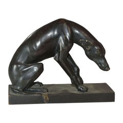 Antique Hunting Dog Resting 19th Century Barbedienne