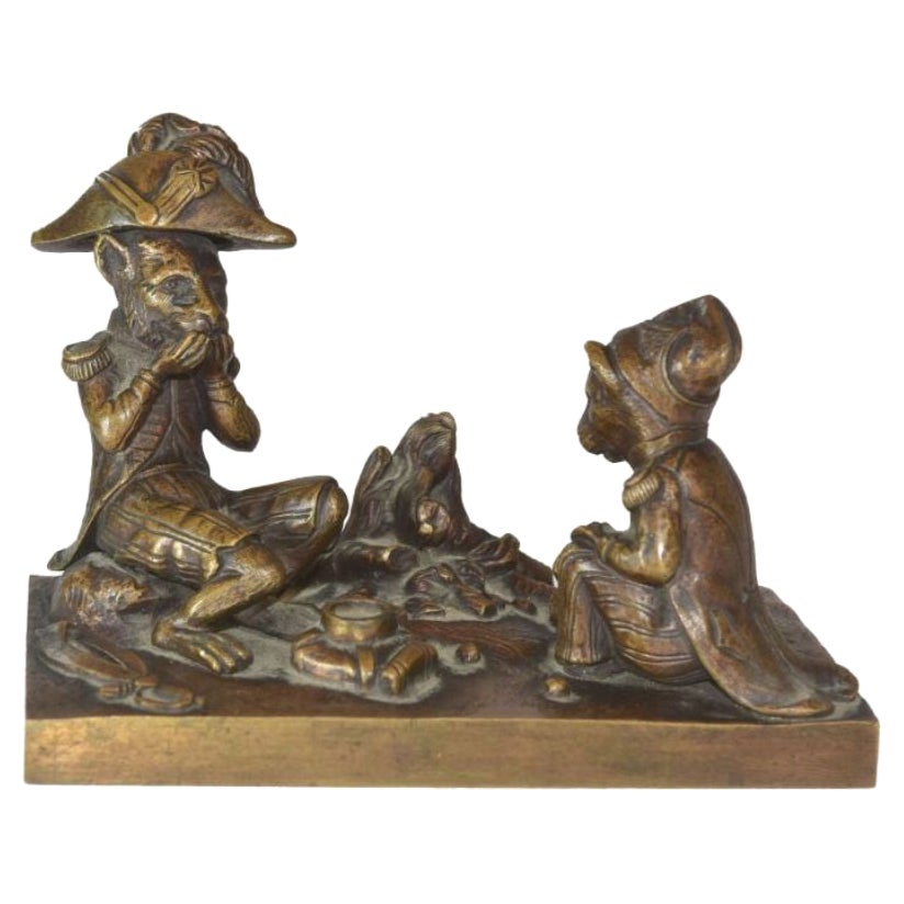 Le rat de la ville et le rat des champs - Bronze animalier XIXe en vente