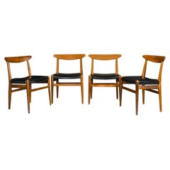 Mid Century Danish Hans Wegner W2 Teak Chairs Four