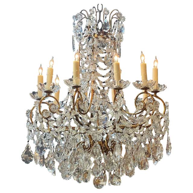 Italian Beaded Amber Crystal Chandelier For Sale at 1stDibs