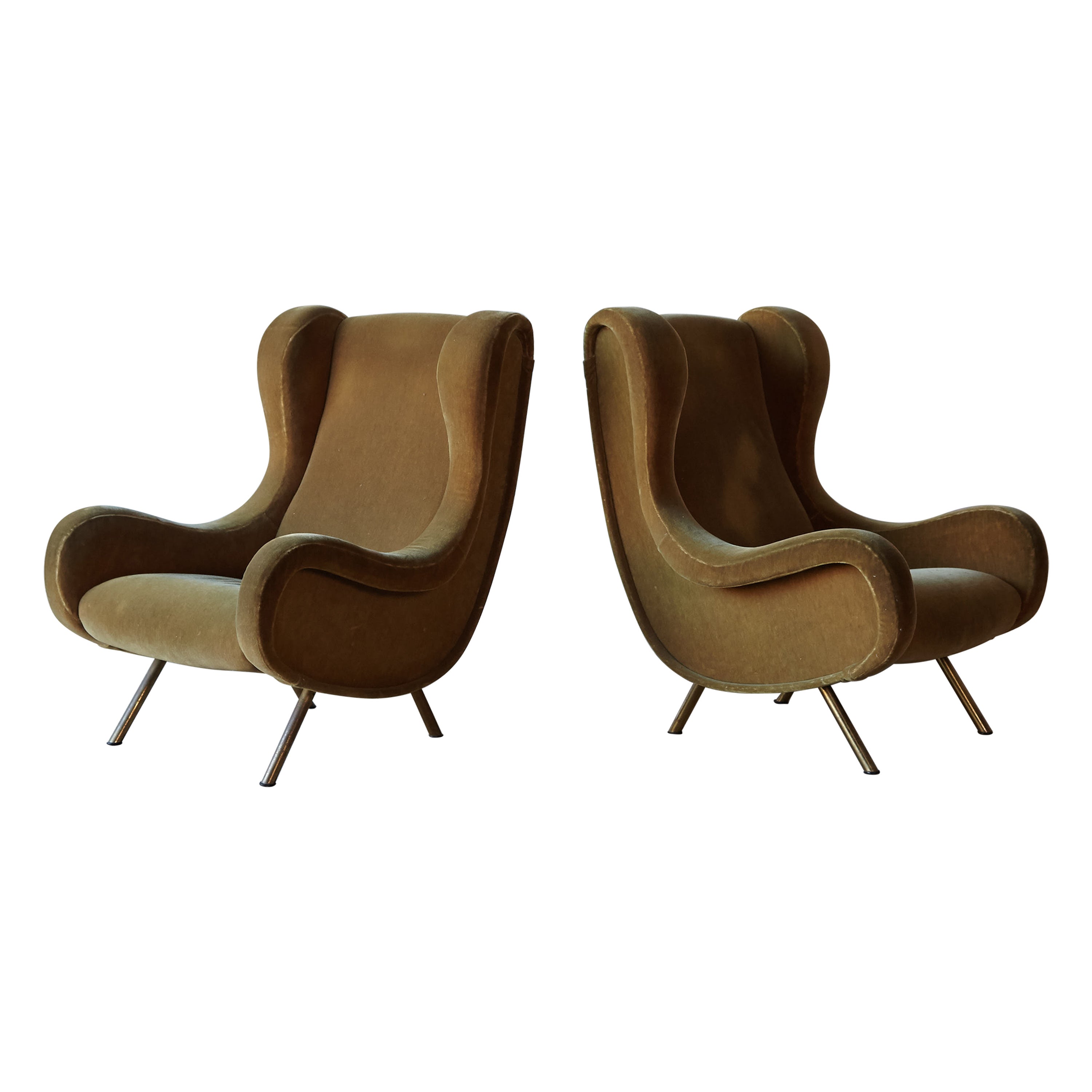 Pair of Marco Zanuso Senior Chairs, Arflex, France, 1960s for Reupholstery