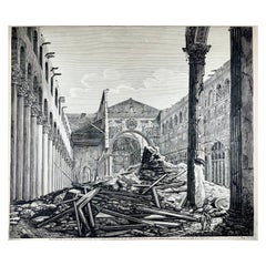 1823 Luigi Rossini, Very Large, Basilica St. Paul Rome, Copper Engraving