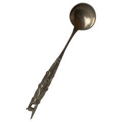 Handmade 20th Century Nickel Silver Engraved Folk Bolivian Tea Spoon