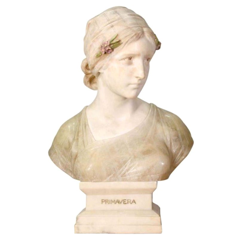 Bust of a Young Woman in Marble and Alabaster