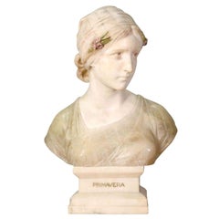 Bust of a Young Woman in Marble and Alabaster