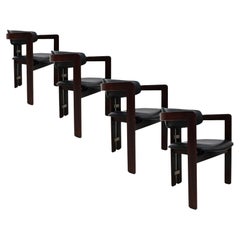 Set of 4 Pamplona Walnut Chairs Designed by Augusto Savini for Pozzi, 1970