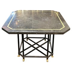 Vintage Italian Heavy Steel and Bronze Jansen Style Center Table