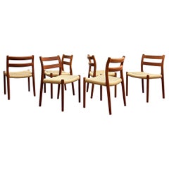 6 Mid-Century Teak Dining Chairs #84, Matt Finish, Niels O. Møller, J. L. Moller