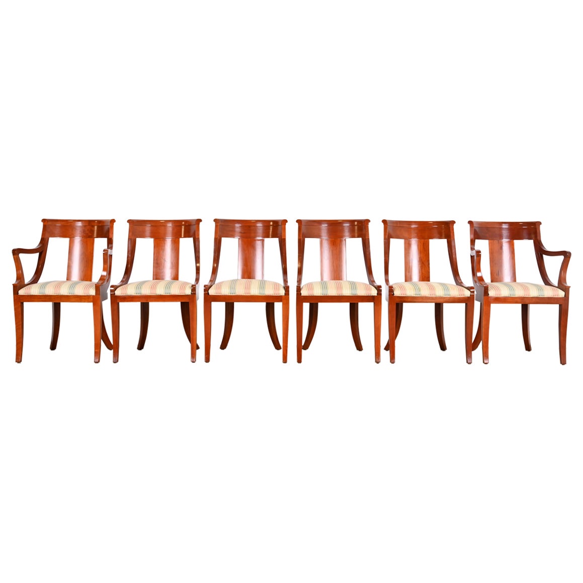 Baker Furniture Solid Cherry Wood Regency Dining Chairs, Set of Six For Sale at 1stDibs
