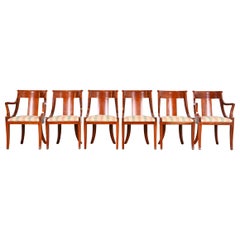 Vintage Baker Furniture Solid Cherry Wood Regency Dining Chairs, Set of Six