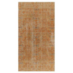 1960s Retro Distressed Rug in Orange, Brown Abstract Patterns by Rug & Kilim