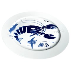 Used Blue and White Lobster Platter