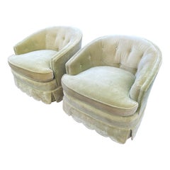 Pair of Vintage Velvet Henredon Swivel Chairs