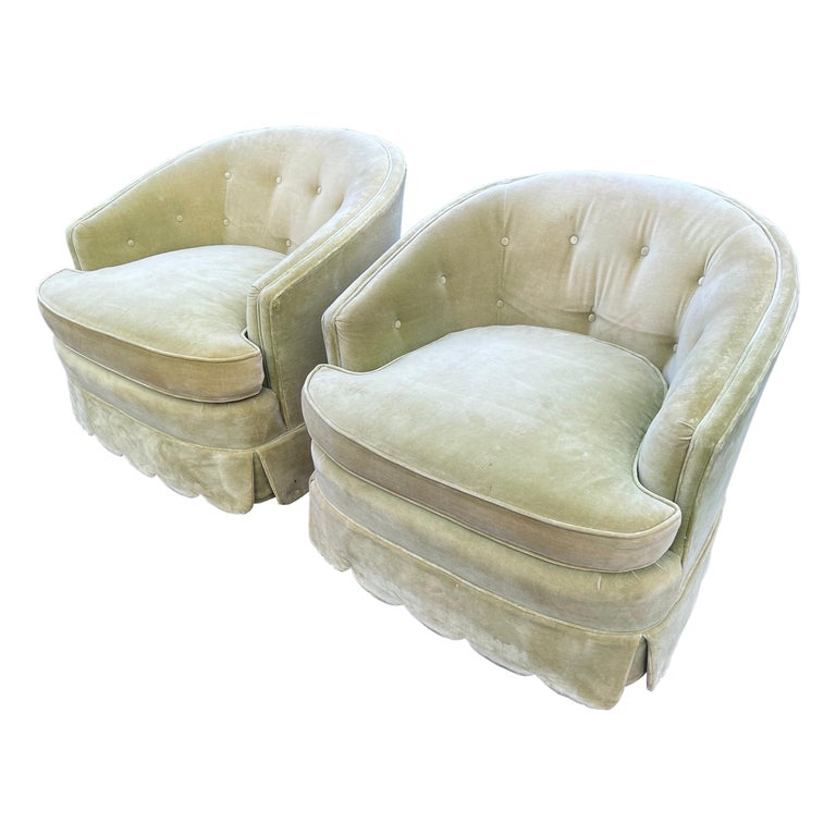Pair of Vintage Velvet Henredon Swivel Chairs at 1stDibs