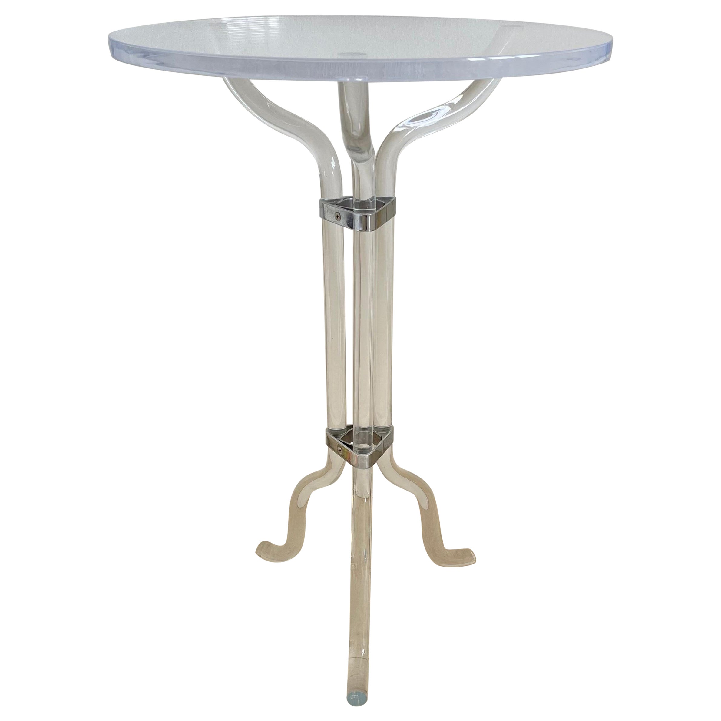 Dorothy Thorpe Attributed Lucite and Chrome Side or End Table, USA, Circa 1940s For Sale