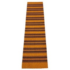 Mid-Century Scandinavian Flat Weave Wool Runner Orange + Brown