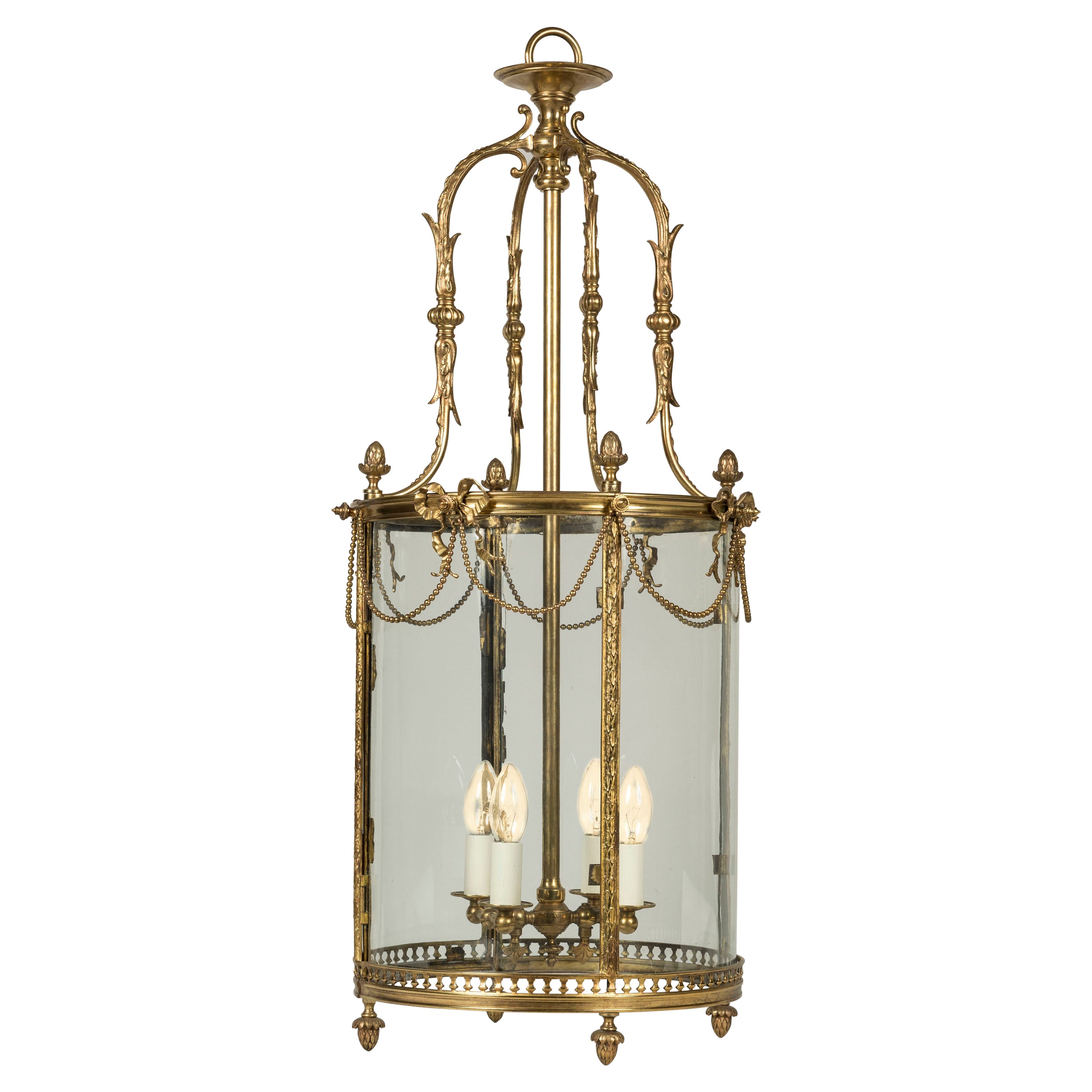 19th Century Brass Lantern in the Louis XVI Manner For Sale