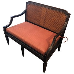 Handsome Double Caned Chinoiserie Style Loveseat by Baker
