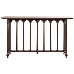 Brass Accented Parquet-Top Console Table