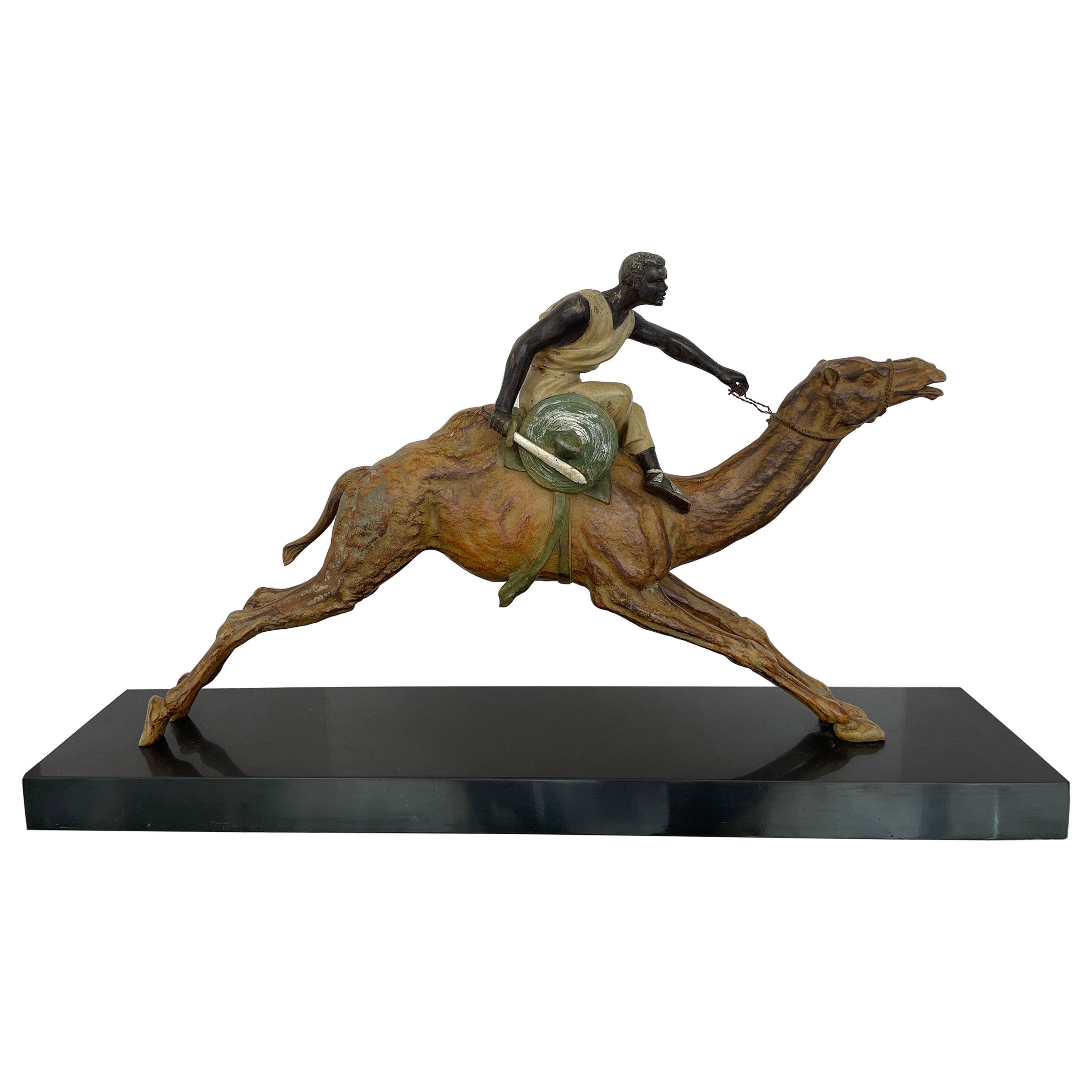 Sculpture de style "Vienna Bronze" d'un camel et d'un cheval