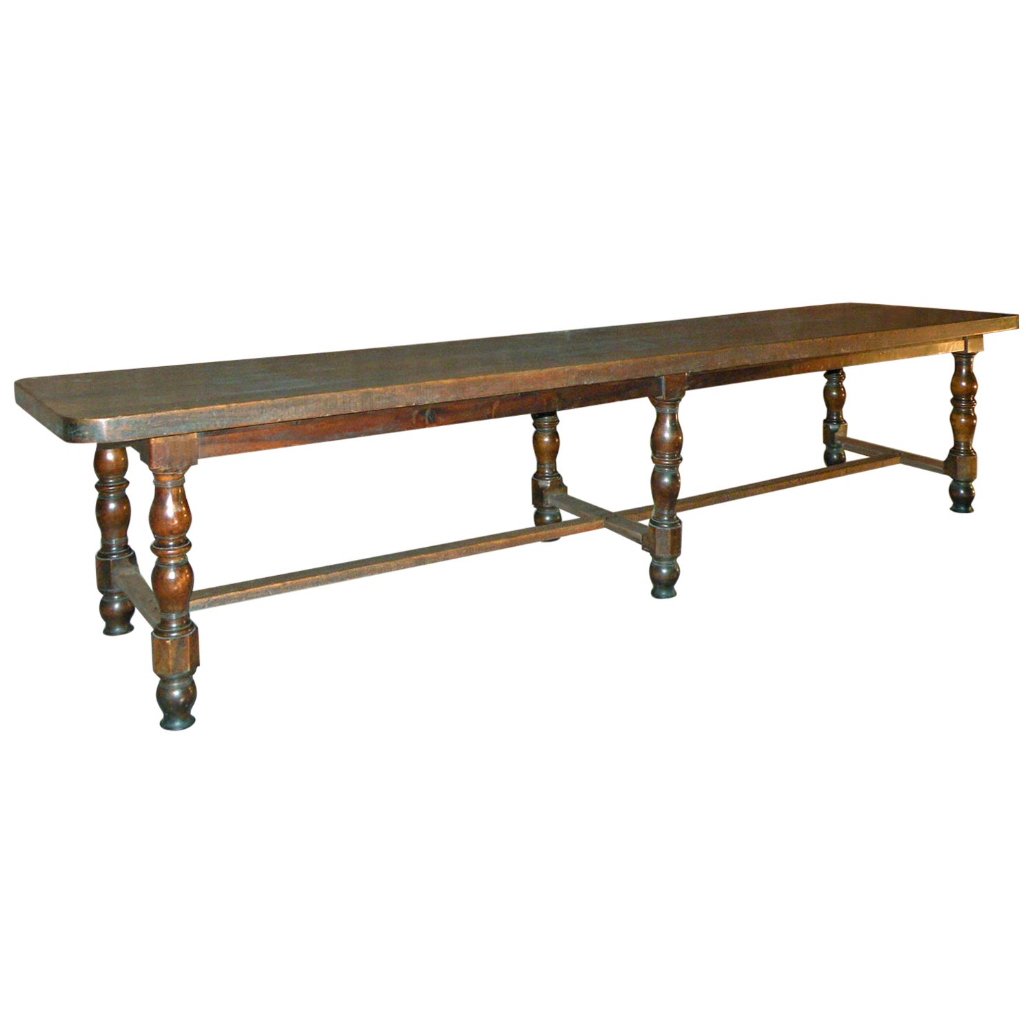 French 19th Century Louis Philippe Walnut Long Dining  / Center / Console Table For Sale