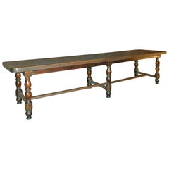 French 19th Century Louis Philippe Walnut Long Dining  / Center / Console Table