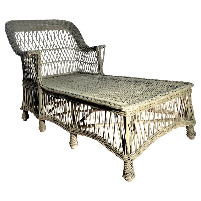 Antique Bar Harbor Wicker Willow Chaise Lounge at 1stDibs