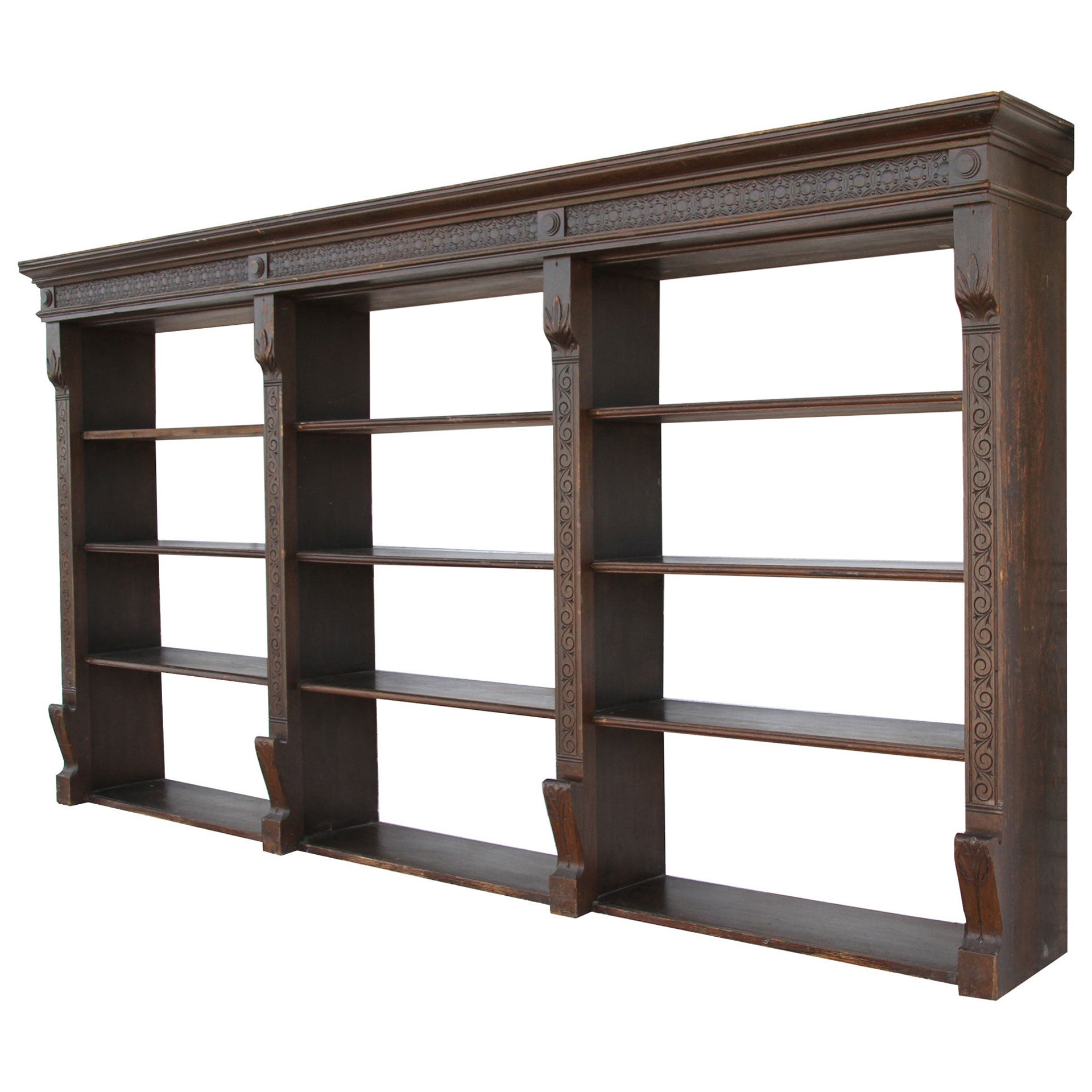 Antique Book Case, English, Oak, Bookshelf Gothic Revival