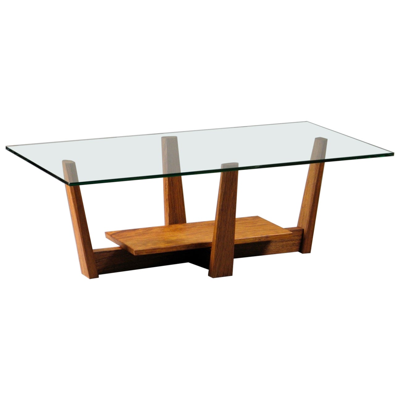 Table basse en verre et bubinga par Thomas Throop/ Black Creek Designs - En stock