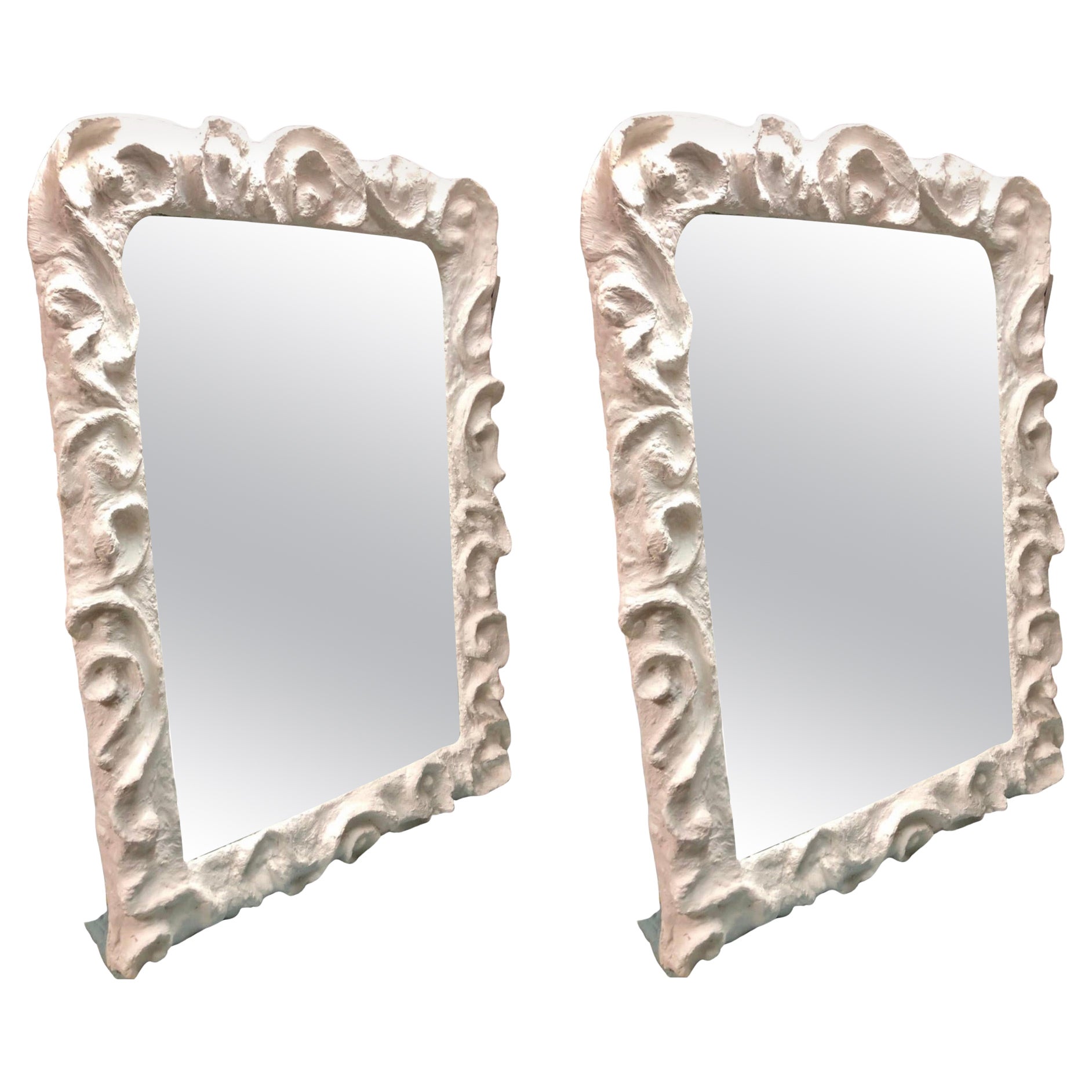 2 French Hand-Crafted Plaster Mirrors