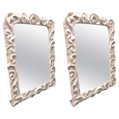 2 miroirs français en plâtre fabriqués à la main dans le style de Serge Roche