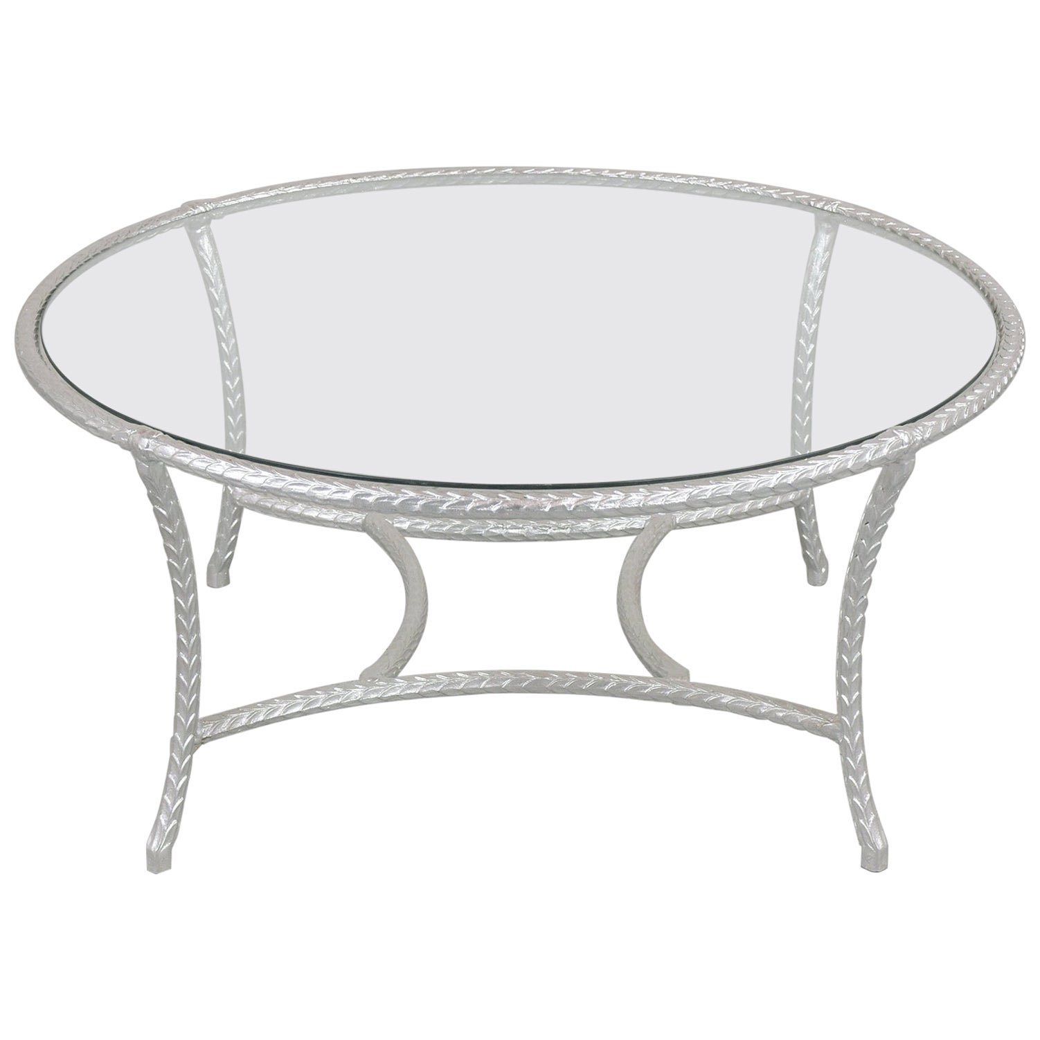 1960 Mid-Century Round Metal Coffee Table For Sale