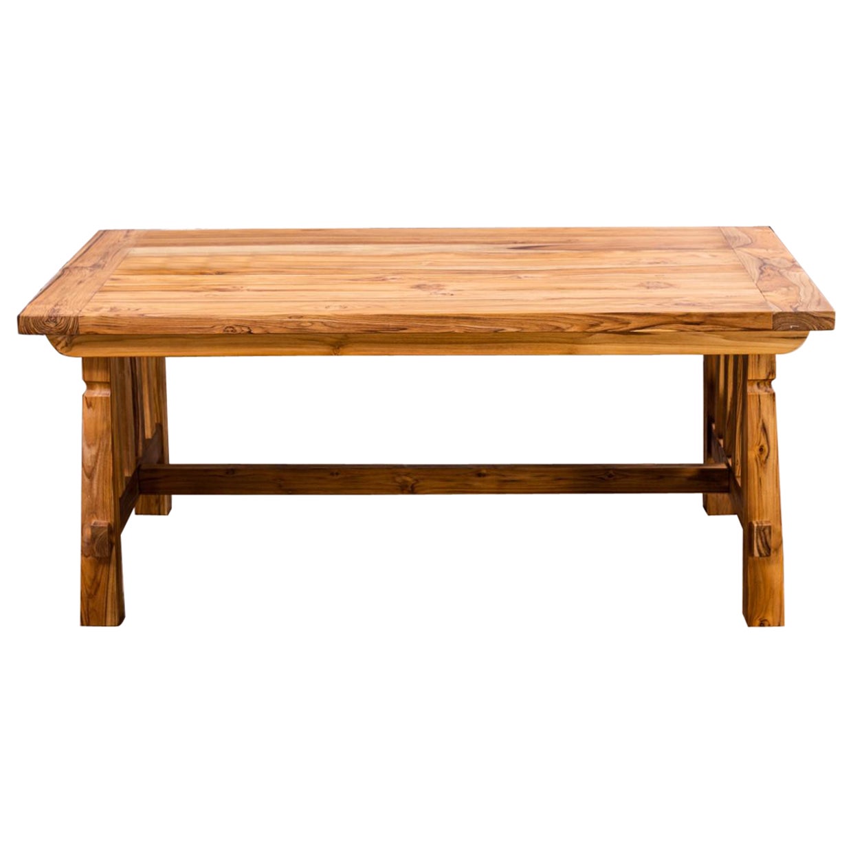 6' Solid Teak Sonora Dining Table in a Sandblasted Natural Finish For Sale