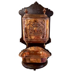 Antique French Wall-Mounted Copper Lavabo, Circa 1860-1880