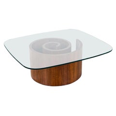 Table basse sculpturale en forme d'escargot avec plateau en verre Vladimir Kagan pour Selig