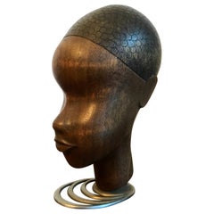 Hagenauer Carved Wood African Head Sculpture, 20th Century