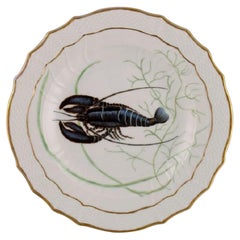 Vintage Royal Copenhagen Porcelain Dinner Plate with Hand-Painted Crayfish Motif