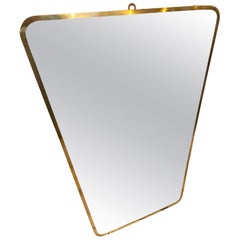 1950s Giò Ponti Style Mid-Century Modern Brass Italian Wall Mirror