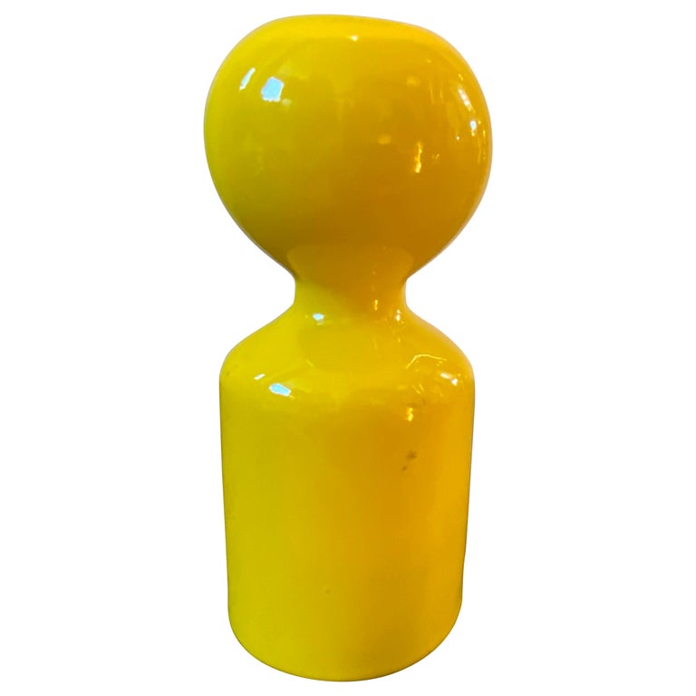 1970s Space Age Yellow Vetrochina Italian Candle Holder by Gabbianelli For Sale