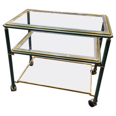 20th Century French Serving Bar Cart Metal Structure with Glass Top, circa 1920