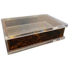 1980s High Quality Fake Tortoise Lucite Italian Jewelry Box