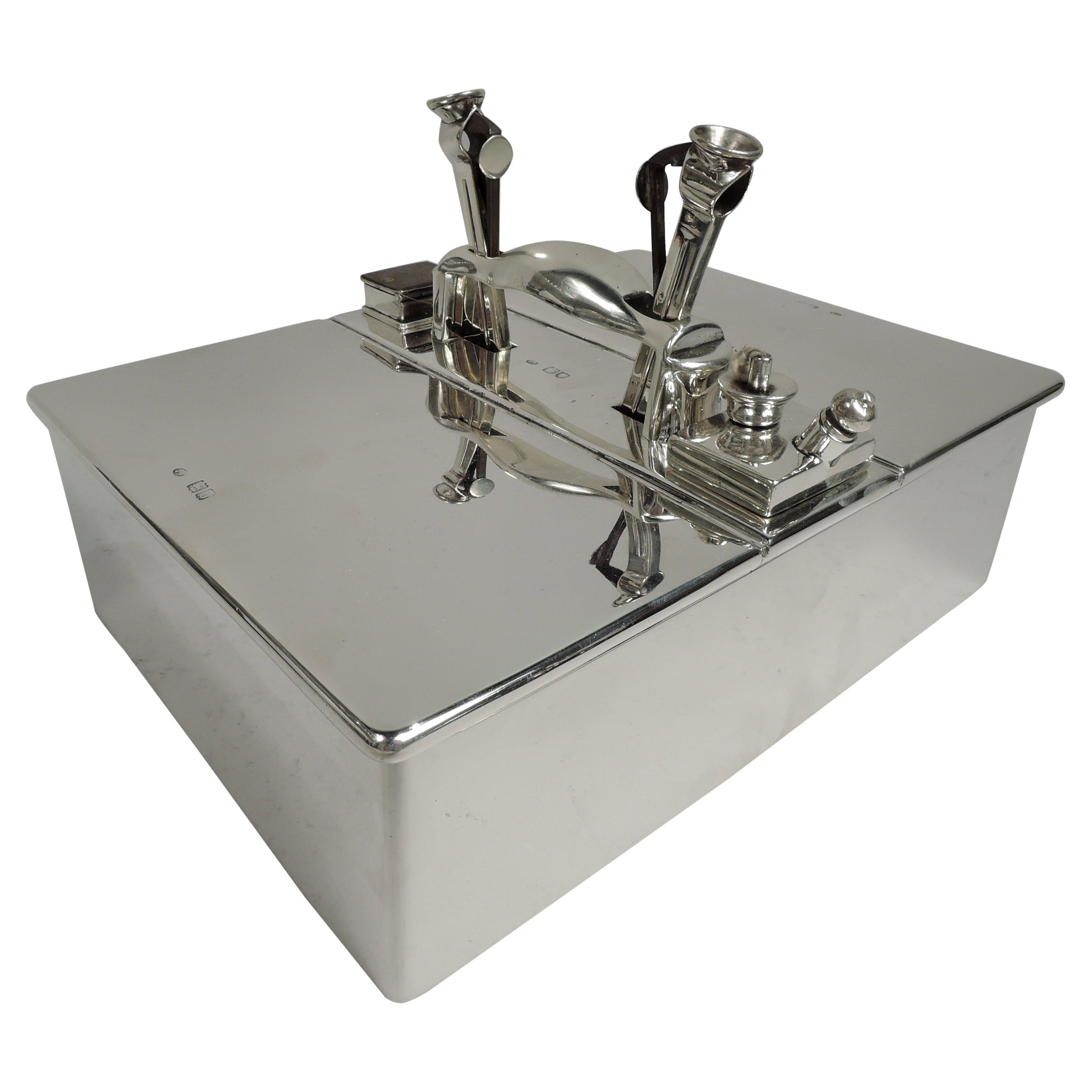 Caja para puros antigua inglesa victoriana moderna de plata de ley