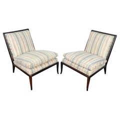Pair of Ebonized T.H.Robsjohn Gibbings for Widdicomb Wmb Slipper Chairs