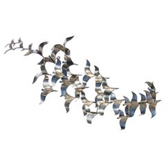 Vintage Curtis Jere Chrome Birds in Flight Wall Sculpture